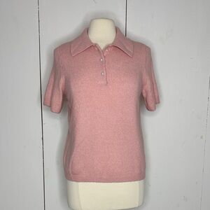 Vince Camuto pink short sleeve polo collared sweater